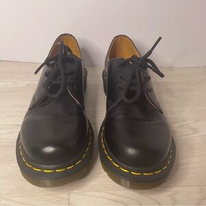 Dr Martens Oxford Shoes Women Size 6 1461 Slip Resistant Black Block Heel Preppy